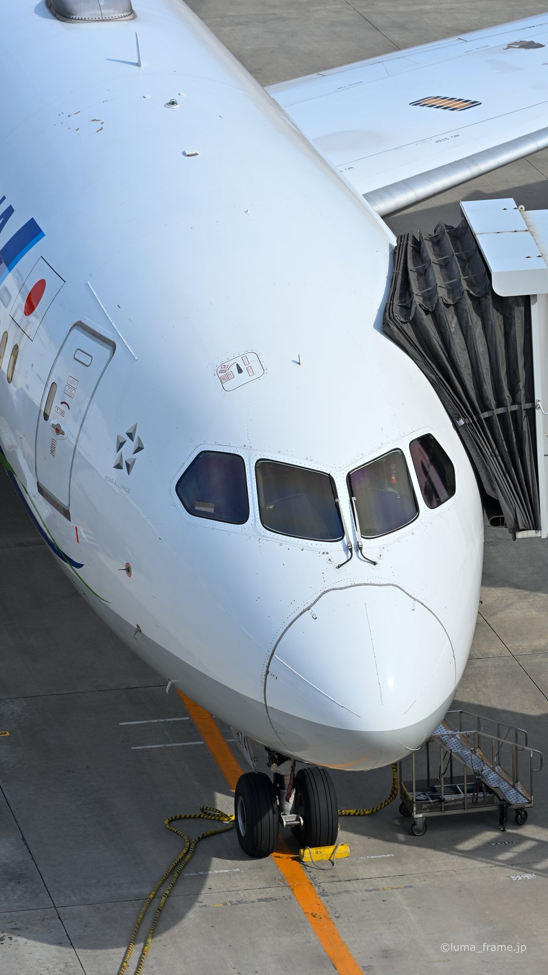 機首を見上げる / 羽田空港で撮影した航空写真。Looking Up at the Nose (Nikon Z6III / LUMA Frame)