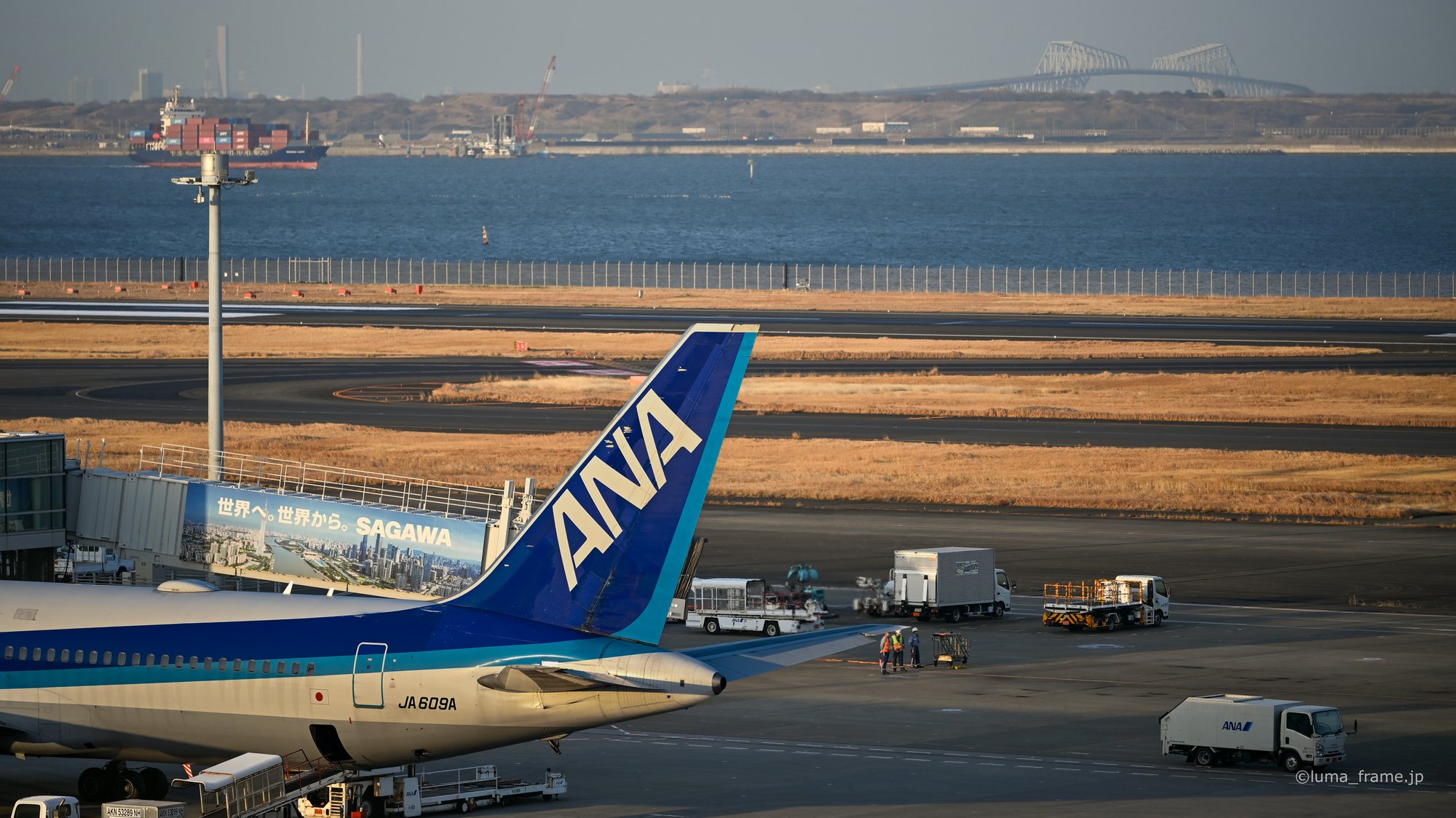 尾翼と東京湾 / 羽田空港で撮影した航空写真。Tailfin and Tokyo Bay (Nikon Z6III / LUMA Frame)