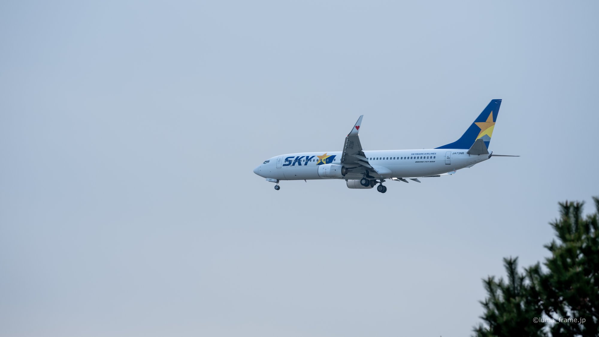 スカイマークの着陸 / 京浜島つばさ公園で撮影した航空写真。Skymark on Final (Nikon Z6III / LUMA Frame)